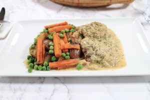 Roast Chicken with Garlic Parmesan Cream and Roast Vegetables