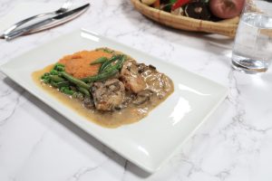 Chicken and Mushroom Cream Gravy with Sweet Potato Mash